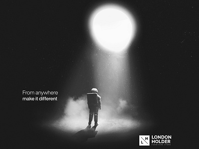 London Holder - Spaceman Light astronaut composition design galaxy photomontage publicity space