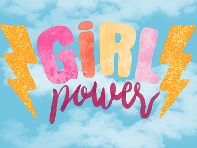 GIRL POWER colorful design feminist art girl power glitter handlettering illustration procreate typography vector women