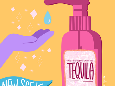 TEQUILA SANITIZER colorful coronavirus design feminist art handlettering illustration procreate sanitizer typography