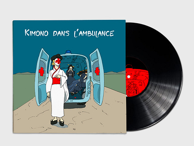 Sleeve Cover Indochine's "Kimono Dans l'Ambulance" album dessin illustration indochine japan kimono manga music