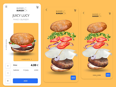 Juicy Burgers UX design for app animation app branding design flat icon illustration logo typography ui ux vector web