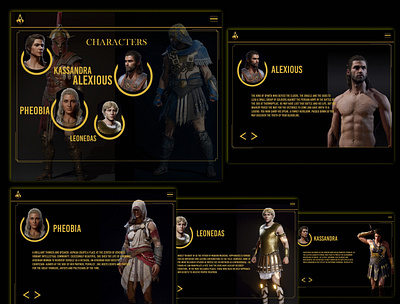 Assassin creed Odyssey game characters in web mode design animation app assassins creed branding design flat game icon illustration logo ui ux vector web web main webdesigner