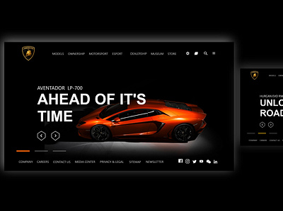 Lamborghini web main page UX UI design animation app branding design flat icon illustration lamborghini mainpage ui ux vector web webdesign