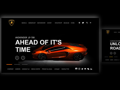 Lamborghini web main page UX UI design