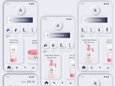 Lady's cosmetic eCommerce app . UX UI design