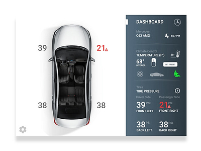 Tire pressure and climate UI design of Mercedes Benz