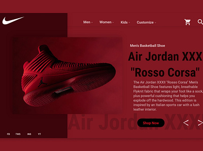 Nike main page UX UI designs (Jordan 32) animation branding design ecommerce flat icon illustration nike nike air nike air max nike jordan nike running red bull ui ux vector web webdesign webpagedesign website design