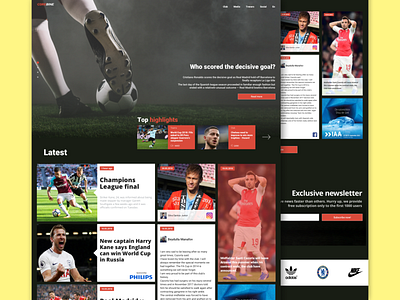 Redesign web-site for sport news branding design illustration news responsive sport ui ui design uiux ux web