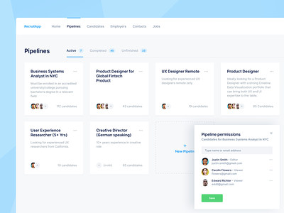 Hiring CRM Platform — Pipelines