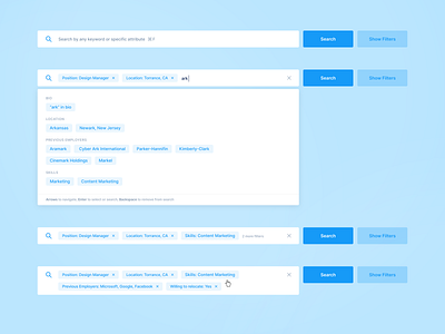 Search Component with Autocomplete autocomplete component dropdown filter flow keyword list results search search bar suggestion