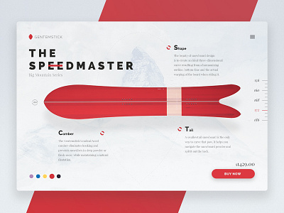 Gentemstick Promosite debut ecommerce font landing page mockup onepage product page promo snowboard typeface ui user interface