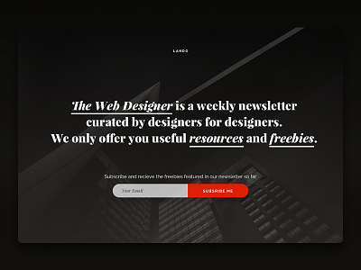 Newsletter Promo clean dark hero interface newsletter personal promo subscribe ui web