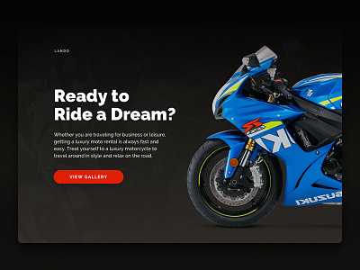 Motorcycle Rental bike clean dark hero interface promo ui web