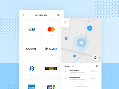 Crypto Mobile UI Kit: Bank Location bitcoin crypto cryptocurrency fintech free freebie ico kit location map mobile token