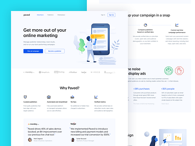 Paved – Advertiser Landing Page app email homepage interface landing page product ui webpage