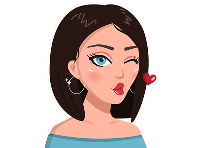 Kiss kiss adobe illustrator character design girl character illustration sticker sticker design vector art