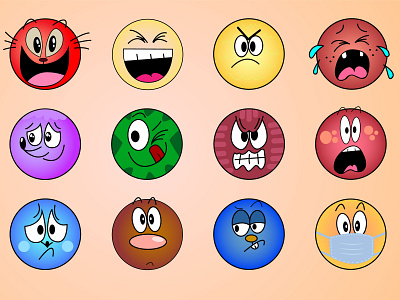 emotiones design emotion emotions icon icon set icons illustration illustrator set smile