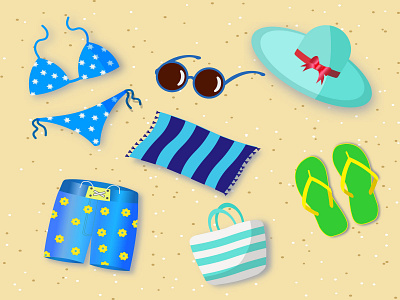 Set summer elements for beach