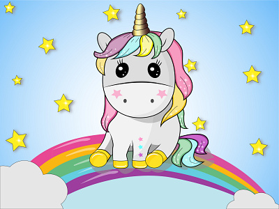 unicorn sitting on a rainbow cartoon creative design graphic design happy illustration image love rainbow unicorn unicorn sitting on a rainbow vector