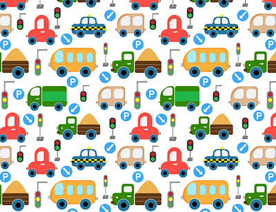 seamless pattern with car. Set autos, car, transport. vector. tr traffic