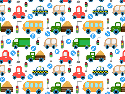 seamless pattern with car. Set autos, car, transport. vector. tr