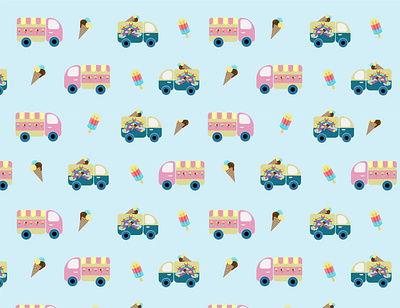 seamless pattern with car ice cream. Set autos, car, transport. traffic