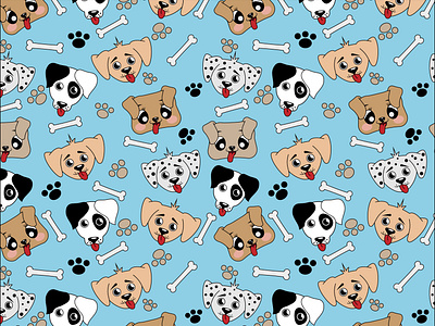 seamless pattern with dogs, white background, transparent backgr