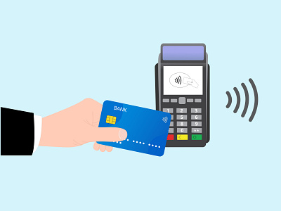 Vector payment machine and credit card. POS terminal cartoon creative design illustration image vector