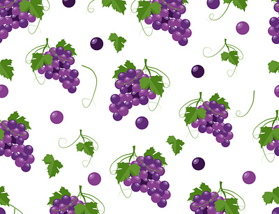pattern Grapes. Cartoon grapes seamless pattern. Vector backgrou harvest