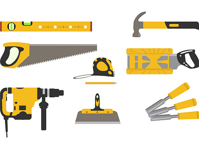 construction tools vector elements. Repair worker tools set tool