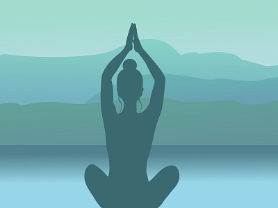 Silhouette of a woman doing yoga in the lotus pose religion