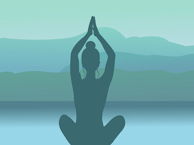 Silhouette of a woman doing yoga in the lotus pose