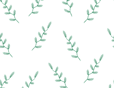Seamless watercolor floral pattern, composition of green leaves flowers