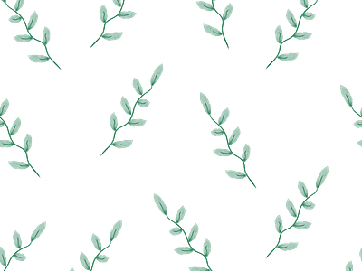 Seamless watercolor floral pattern, composition of green leaves