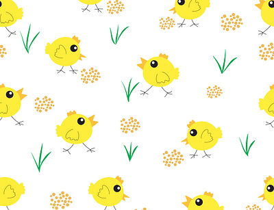 Pattern with chicks on white background. Cute chicks. Vector. doodle
