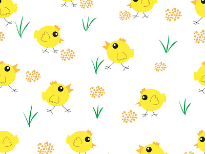 Pattern with chicks on white background. Cute chicks. Vector.