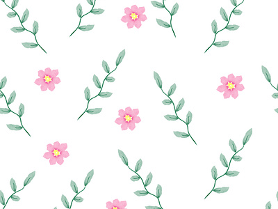 Seamless watercolor floral pattern, composition of green leaves