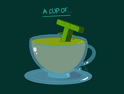 A cup of Green Tea cute illustration design funny illustration illustration ipad art procreate procreate art vector