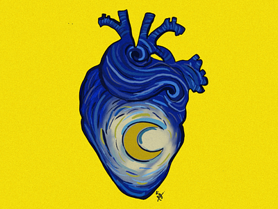 Starry night heart. procreate illustration art