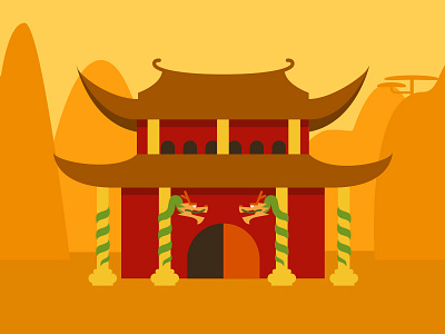 China landscape china dragon illustration vector