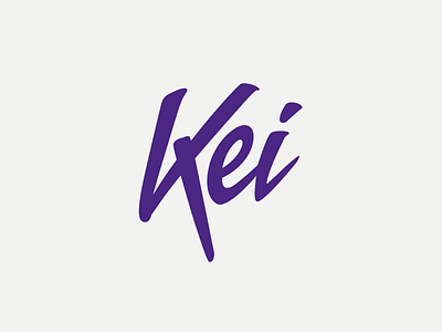 Kei brand design graphic handwrite logo purple script