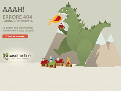 Godzy Complete Small 404 dino house illustration mountain webdesign