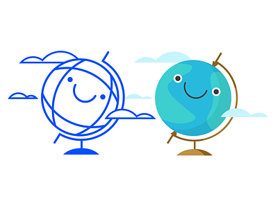 The Globe - filled or outlined? expression globe illustration minimal smile vector world