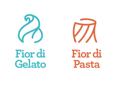 Fior di Gelato/Pasta -1- ice cream line logo minimal pasta shop twisted