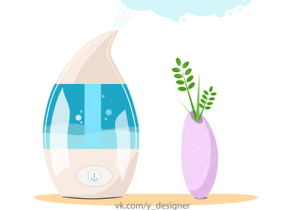 A humidifier and a flower. Ecological system for humidifying dry air at home ecological flat flower humidifier humidifying dry illustration illustrator minimal smart style system vector water