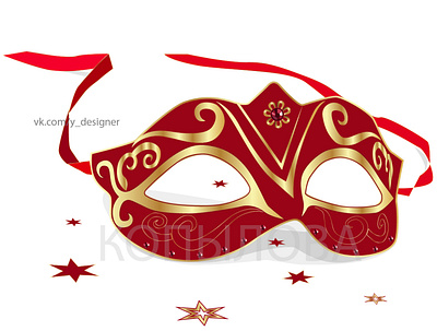 Red carnival mask with gold pattern and rubies for the holiday carnival mask design festival flat holiday illustration illustrator masquerade minimal party style vector