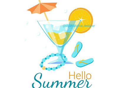 Hello Summer. Banner art banner design cocktail design flat hello illustration illustrator minimal style summer vector
