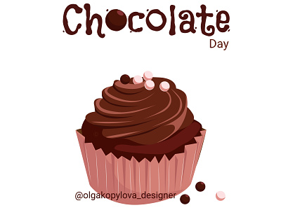 A banner with a cupcake for the World Chocolate Day bakery banner brown cake chocolate cupcake dessert event food gift illustration muffin vector