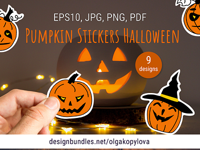 Pumpkin Stickers Halloween stickers pack. Print and cut