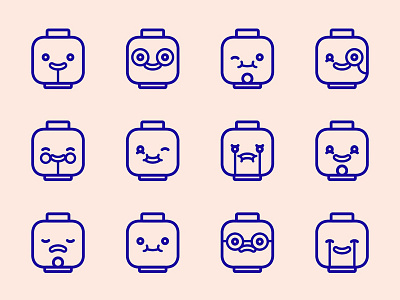 LEGO heads emoticons flat happy head icon icons lego stroke